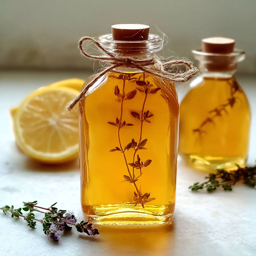 Sirop maison au thym doux, aromatique et super réconfortant.