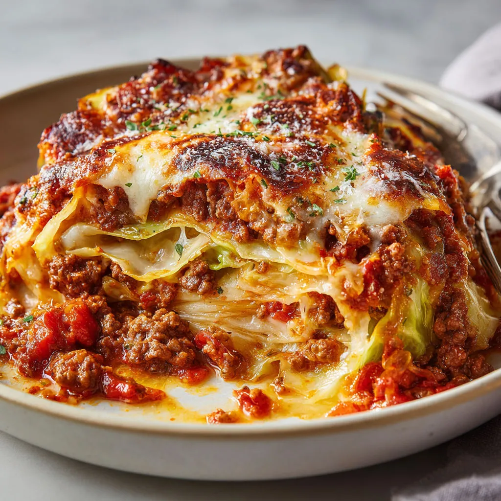 Chou gratiné à la méditerranéenne façon lasagnes légères au chou et haché.
