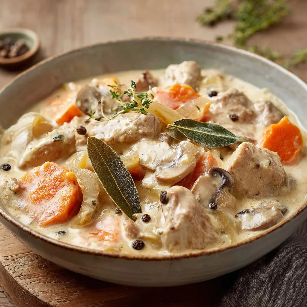 Blanquette de veau allégée au Thermomix savoureuse et toute légère.