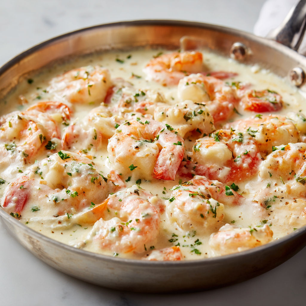 Une blanquette express aux crevettes, légumes moelleux et sauce crémeuse.