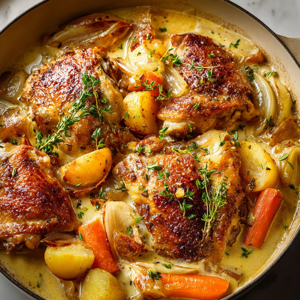 Du poulet au cidre façon grande tablée normande ultra réconfortant.