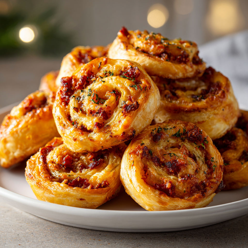 Petits feuilletés croustillants chorizo et emmental pour l’apéro.