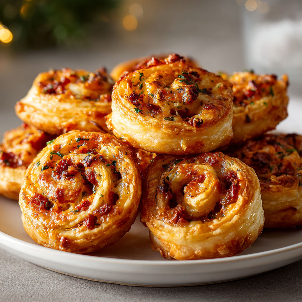 Feuilletés chorizo emmental dorés et croustillants sortis du four.