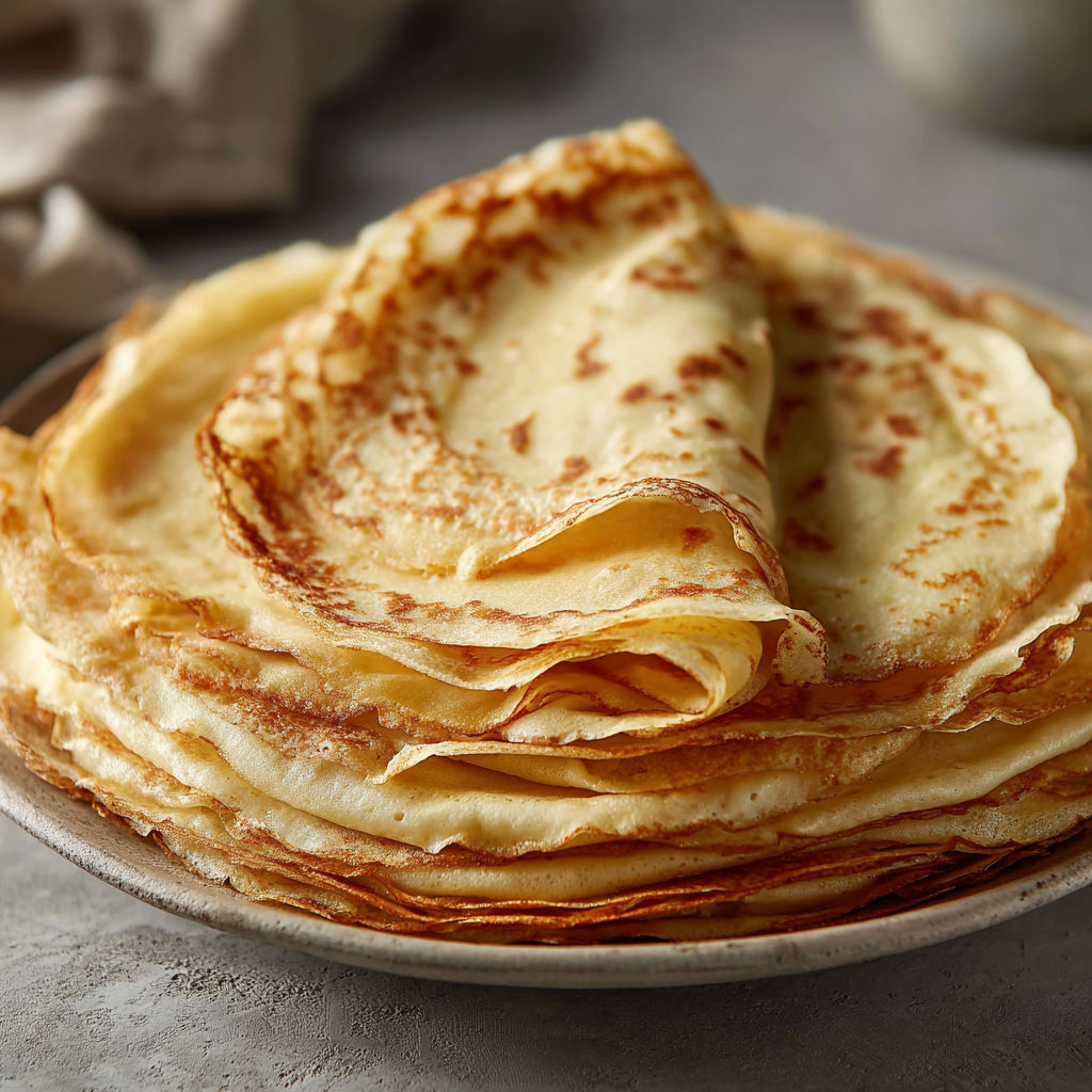 Crêpes toutes simples moelleuses à souhait pour le goûter.