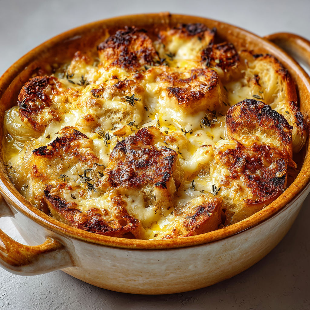 Croûtes savoyardes dorées avec beaufort fondant et pain rustique.