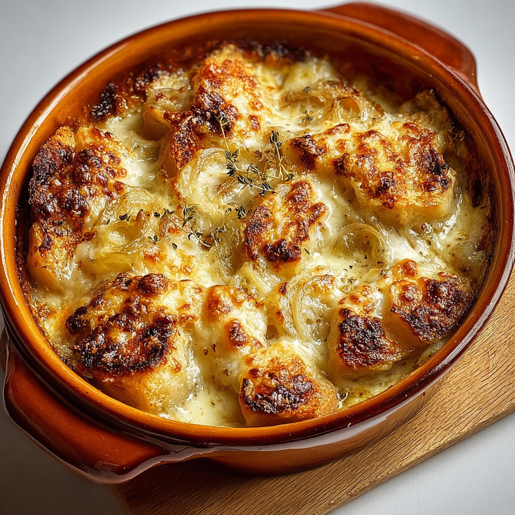 Gratin savoyard aux croûtes dorées, beaufort et crème généreuse.
