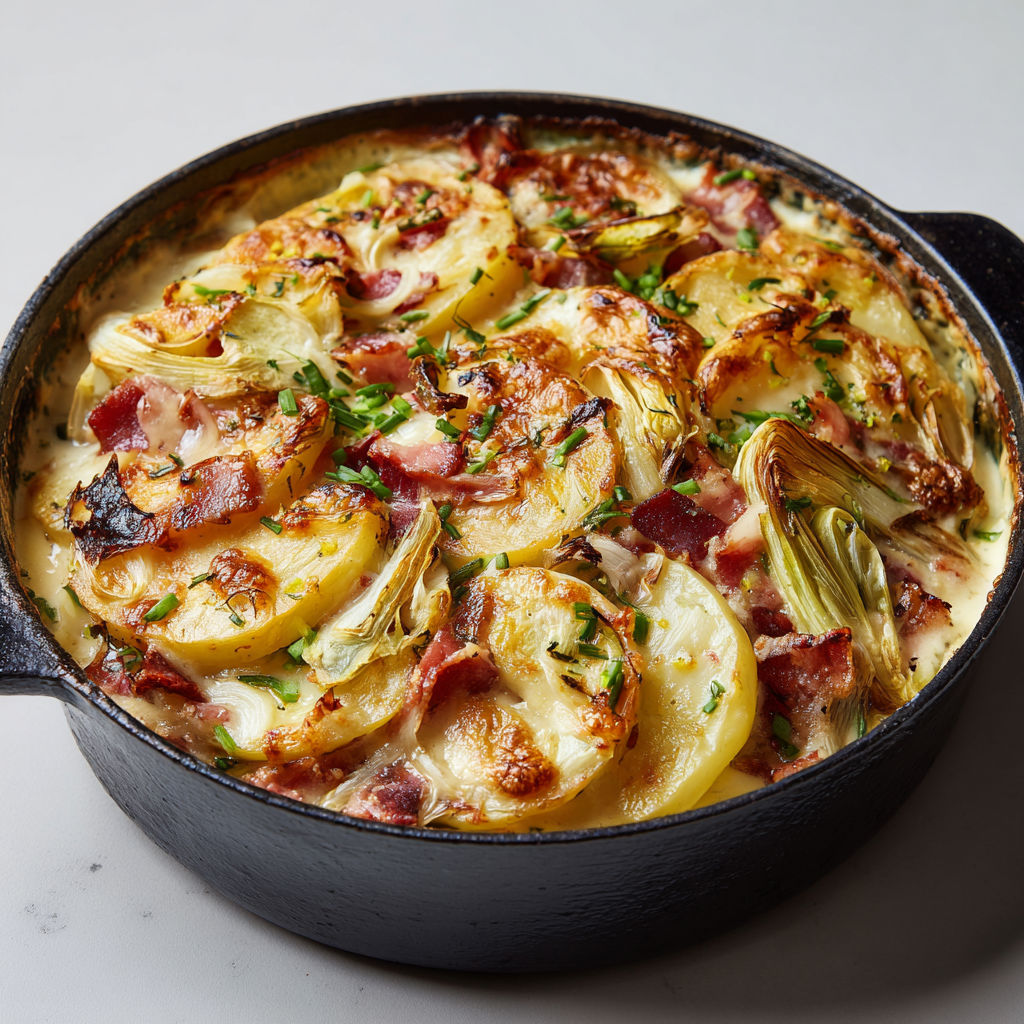 Tofaye hyper fondante aux poireaux et échine fumée.