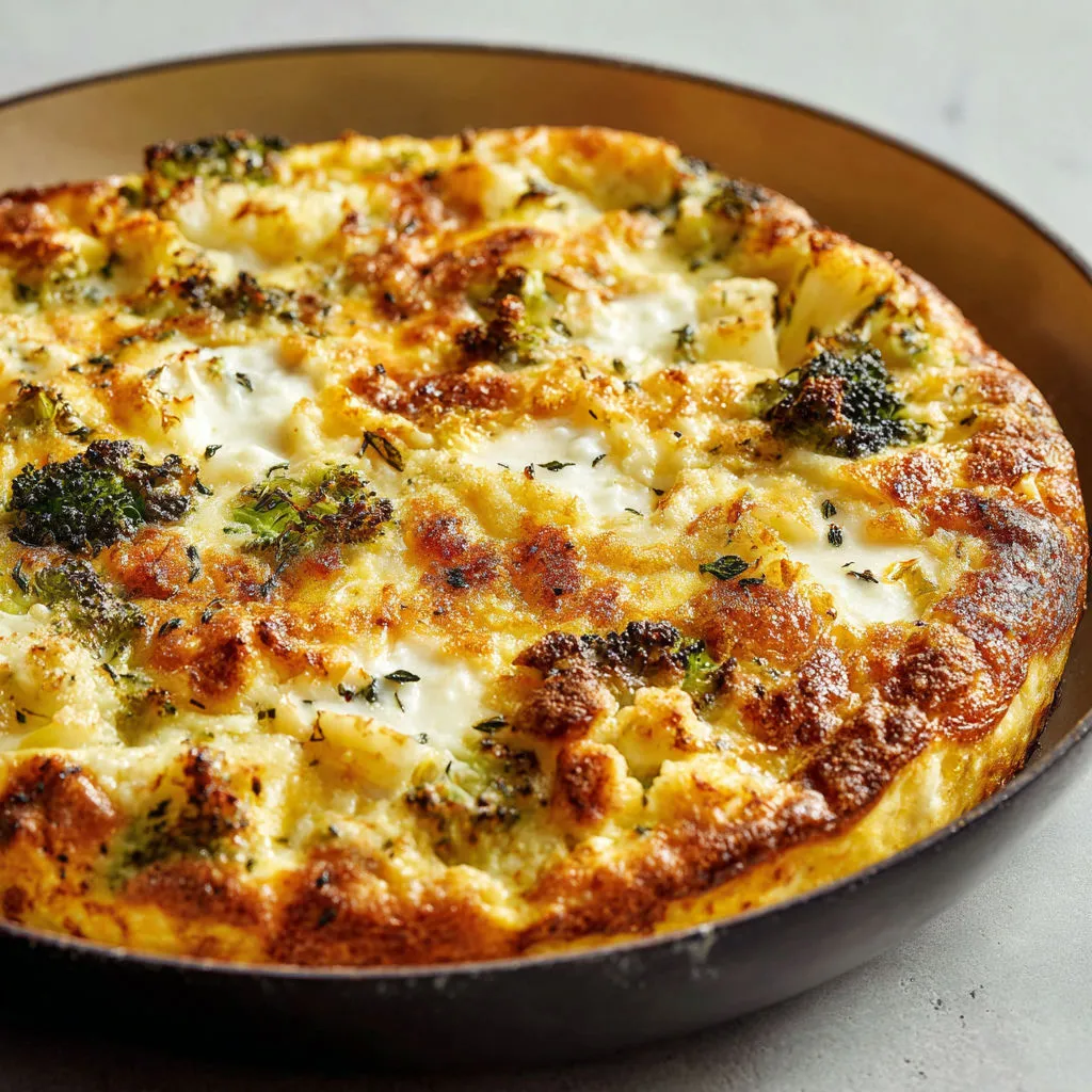 Omelette gratinée brocoli chou-fleur, yaourt grec et paprika fumé.