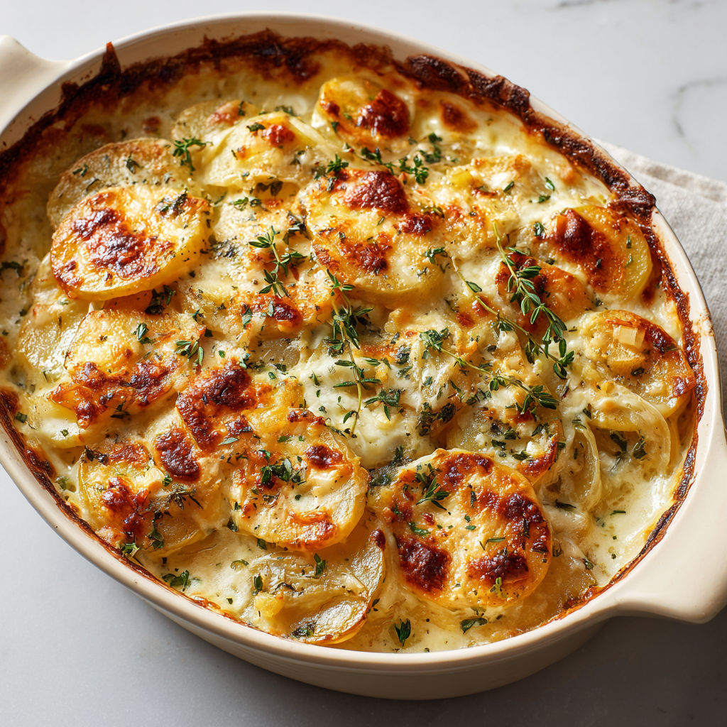 Pommes de terre ultra fondantes au camembert et calvados flambé.