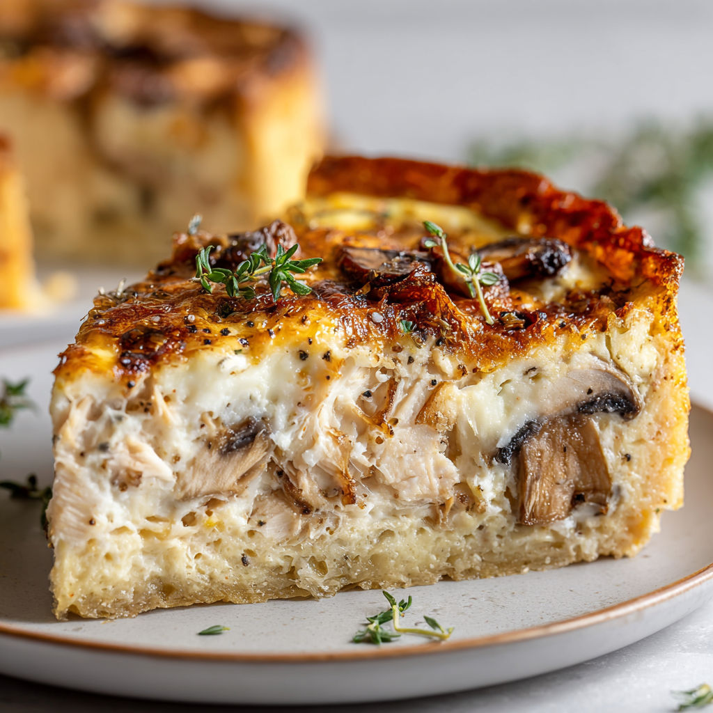 Flan léger sans pâte au thon et champignons tendres.