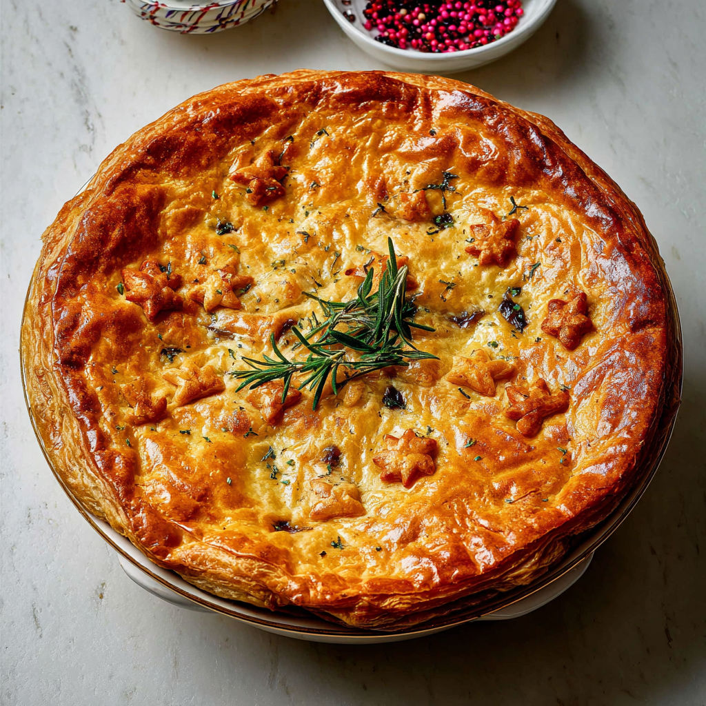 Un bœuf en croûte dorée, parsemé de fines herbes, est présenté sur une belle assiette.