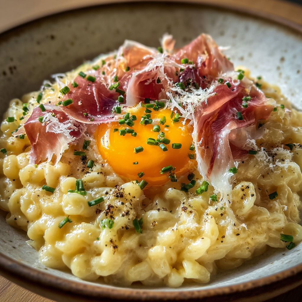 Risotto de coquillettes, truffe et jaune tendre.