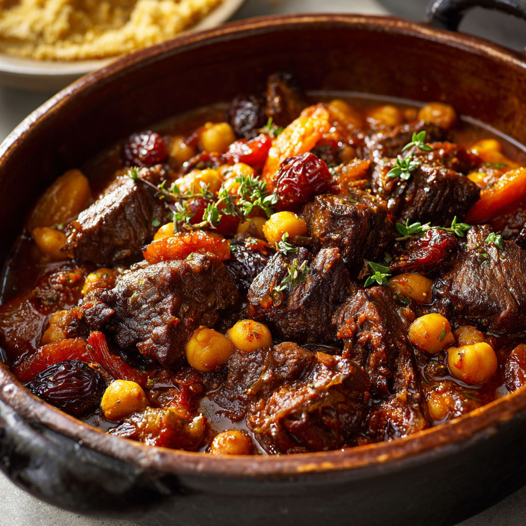 Bœuf mijoté avec figues et épices gourmand.