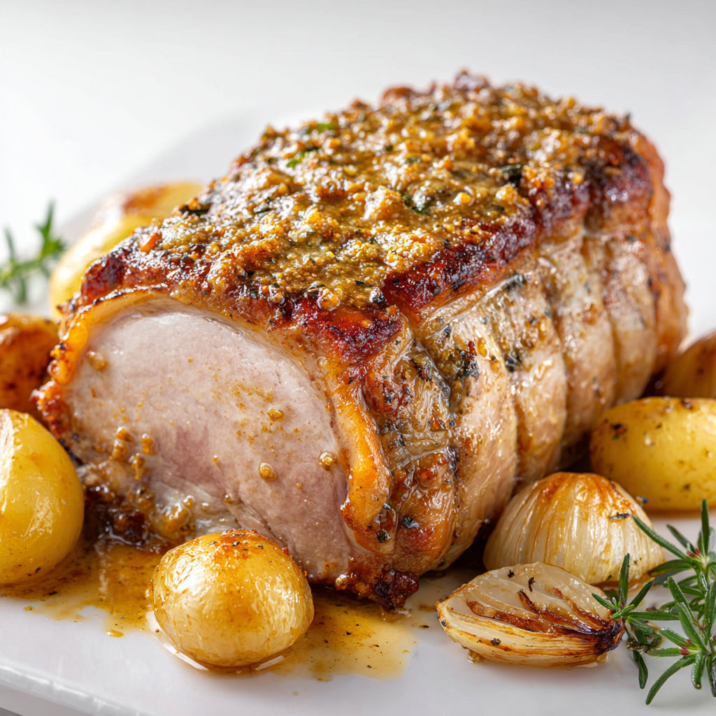Rôti de Porc Ultra Tendre à la Moutarde Forte.