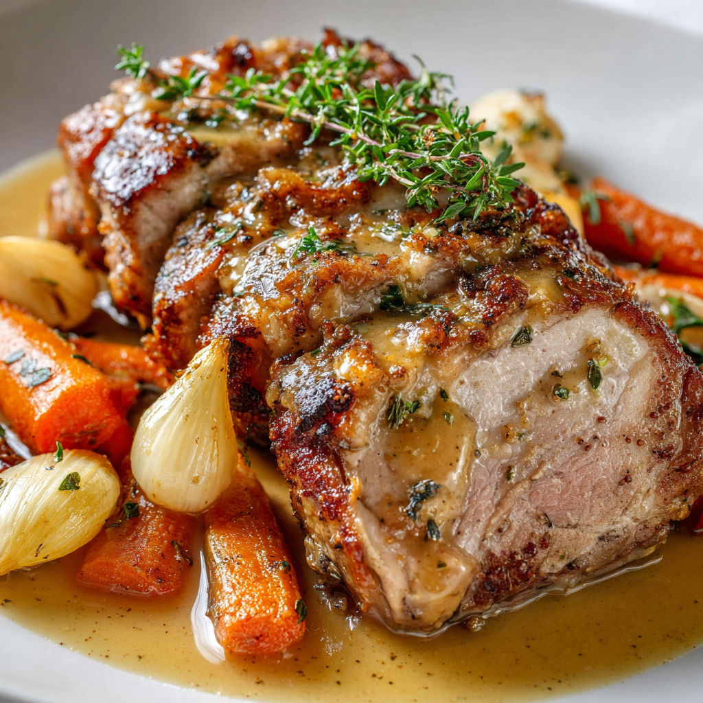 Un veau mijoté fondant servi avec légumes et aromates.