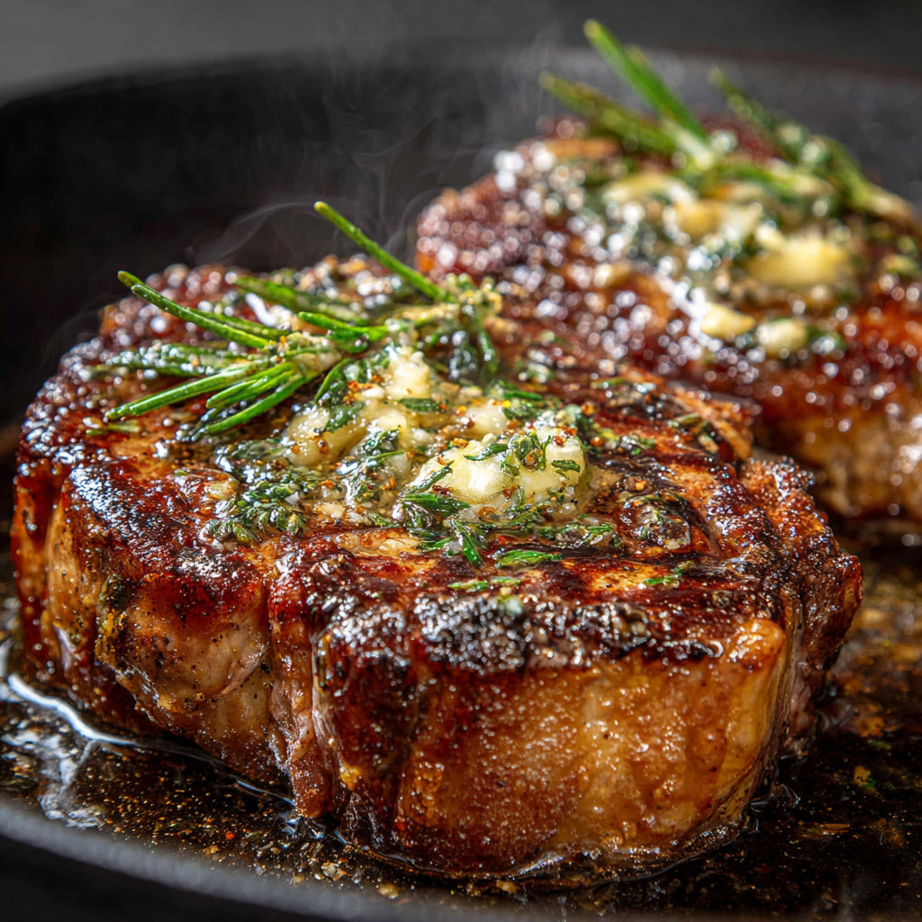 Entrecôte Super Tendre au Beurre Moussant et Ail Doré.