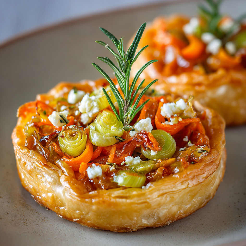 Tatins carottes et poireaux, croustillantes et équilibrées.