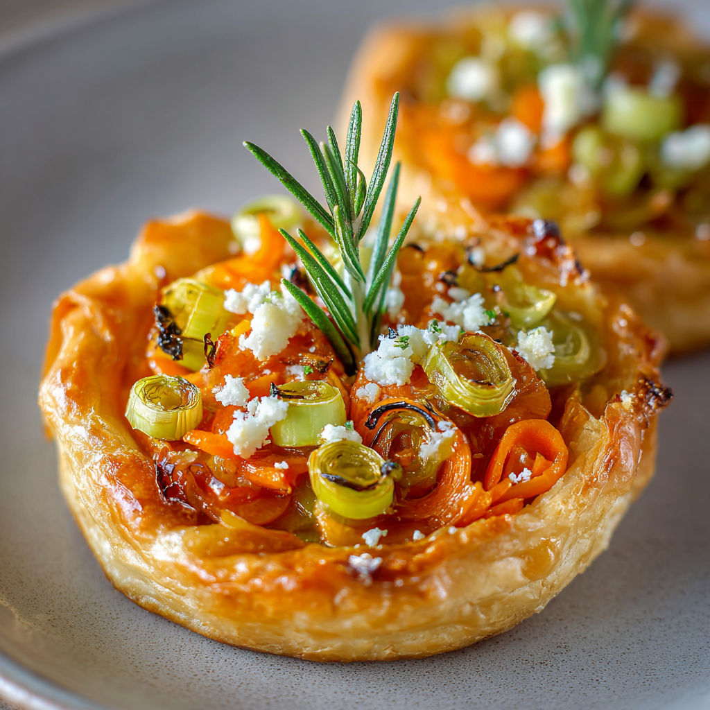 Minis tatins carotte poireau, fondantes et gourmandes.