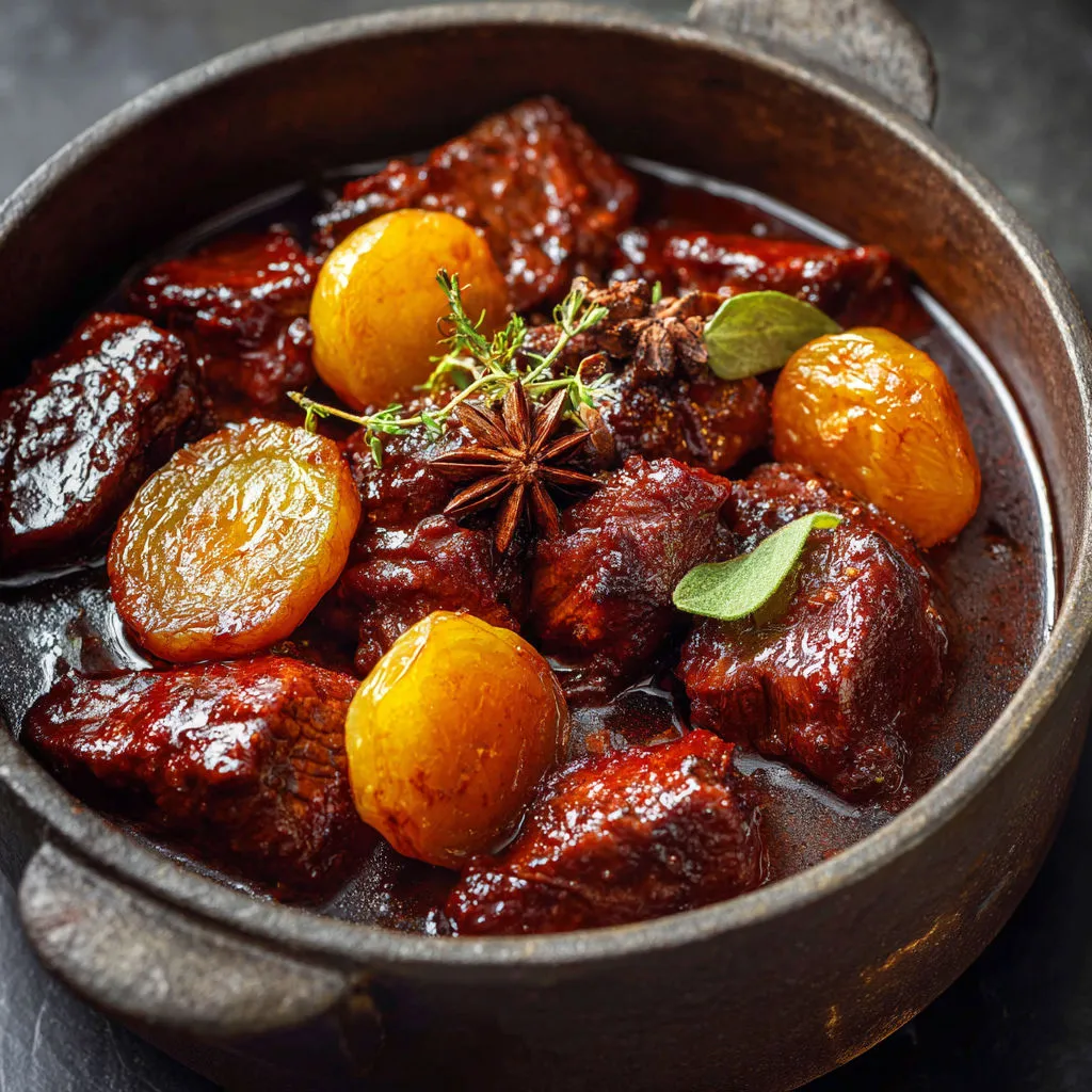 Veau ultra tendre, coings confits et kumquats acidulés.