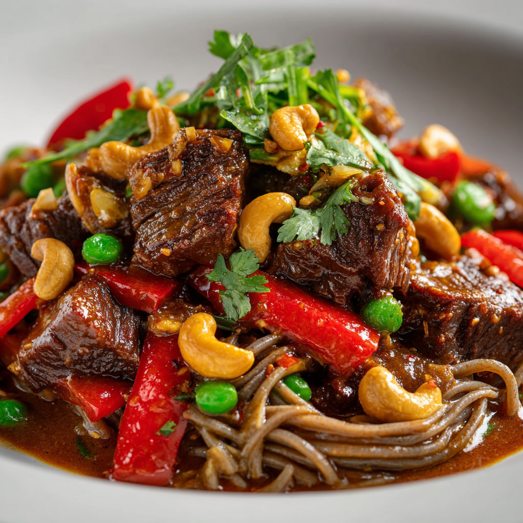 Tamari et sirop d’érable avec boeuf fondant.