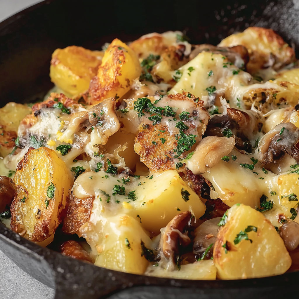 Truffade gourmande aux pommes de terre, châtaignes et laguiole coulant.