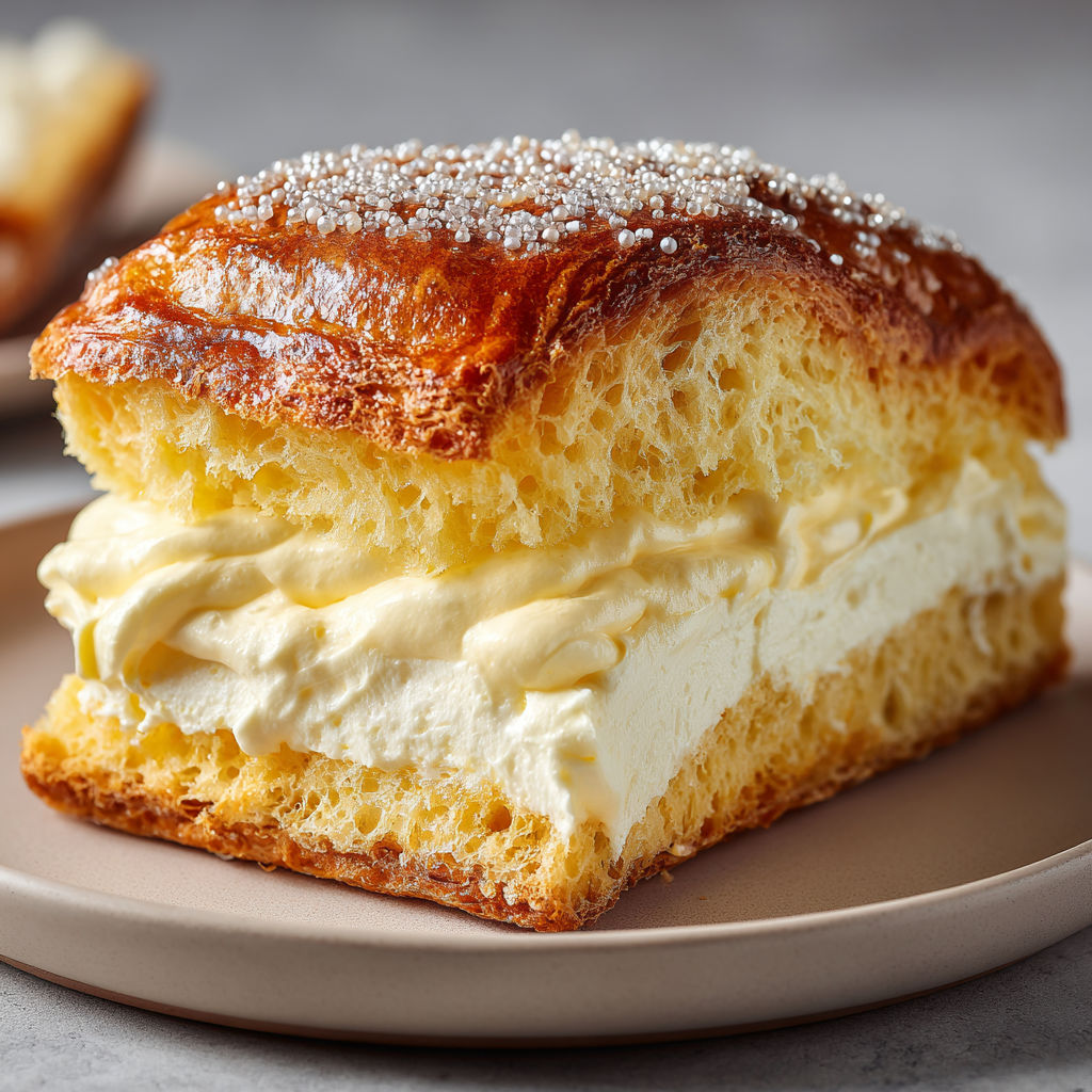 La tropézienne traditionnelle présentée sur un plateau en pierre.
