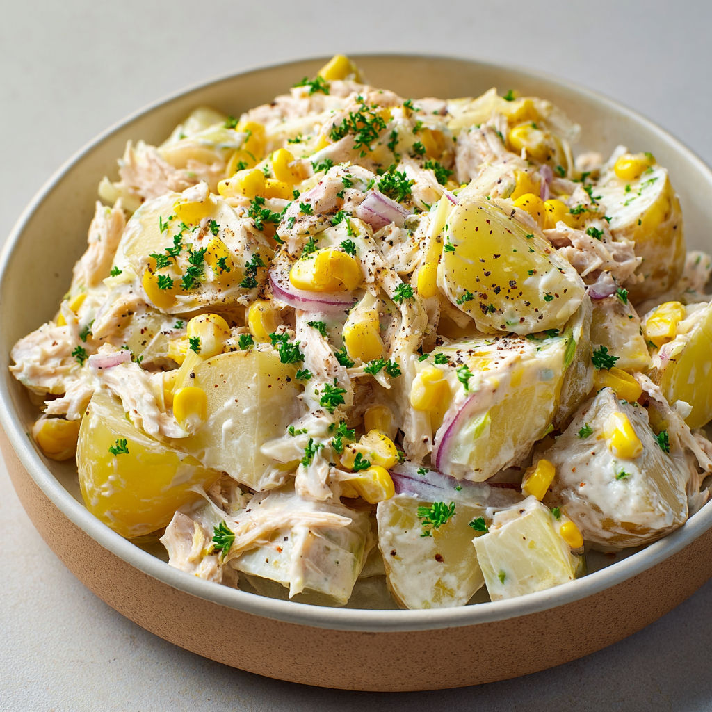 Super salade fraîche avec endives croquantes, pommes de terre fondantes et thon extra.