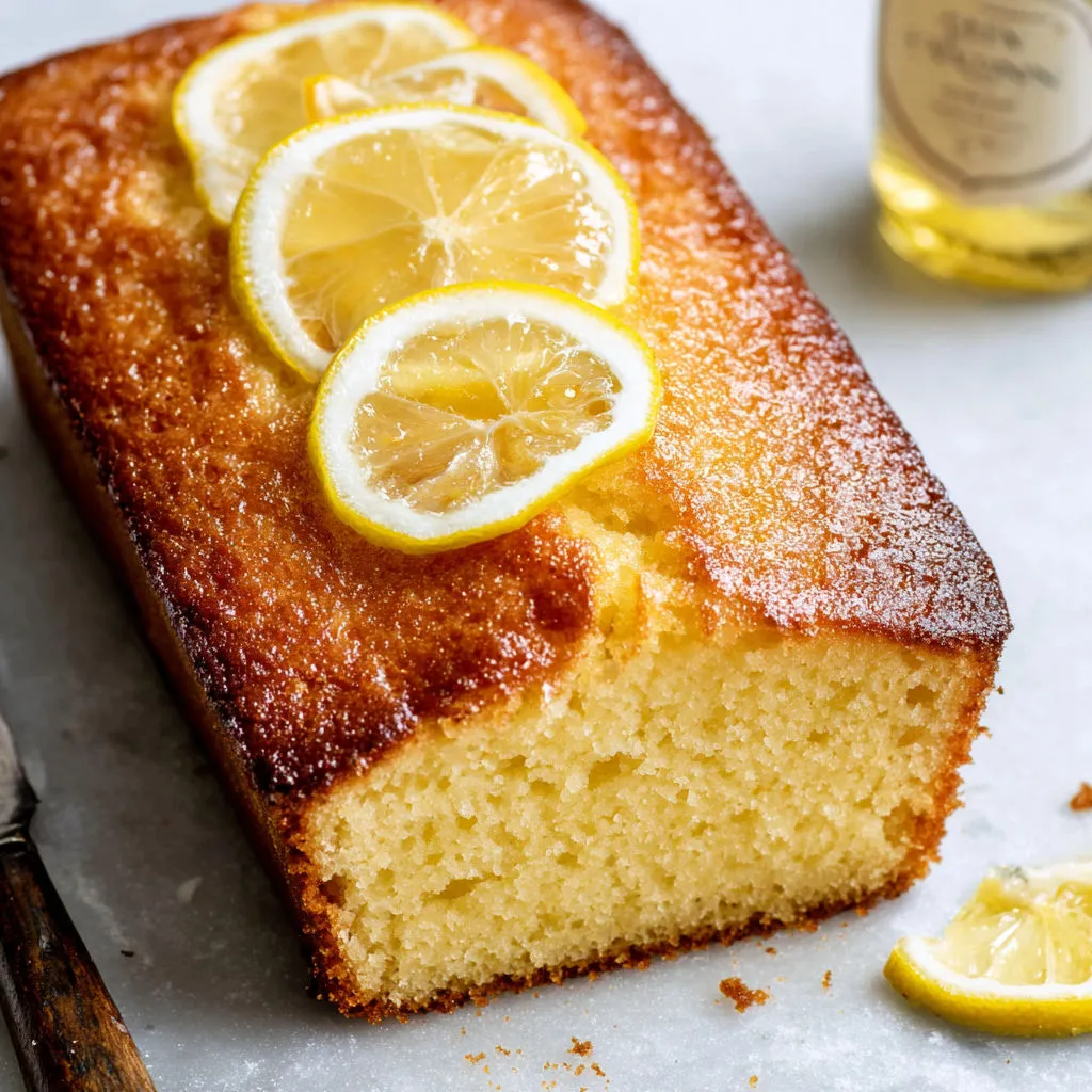 Gâteau citron pavot nappé de glaçage tout brillant.