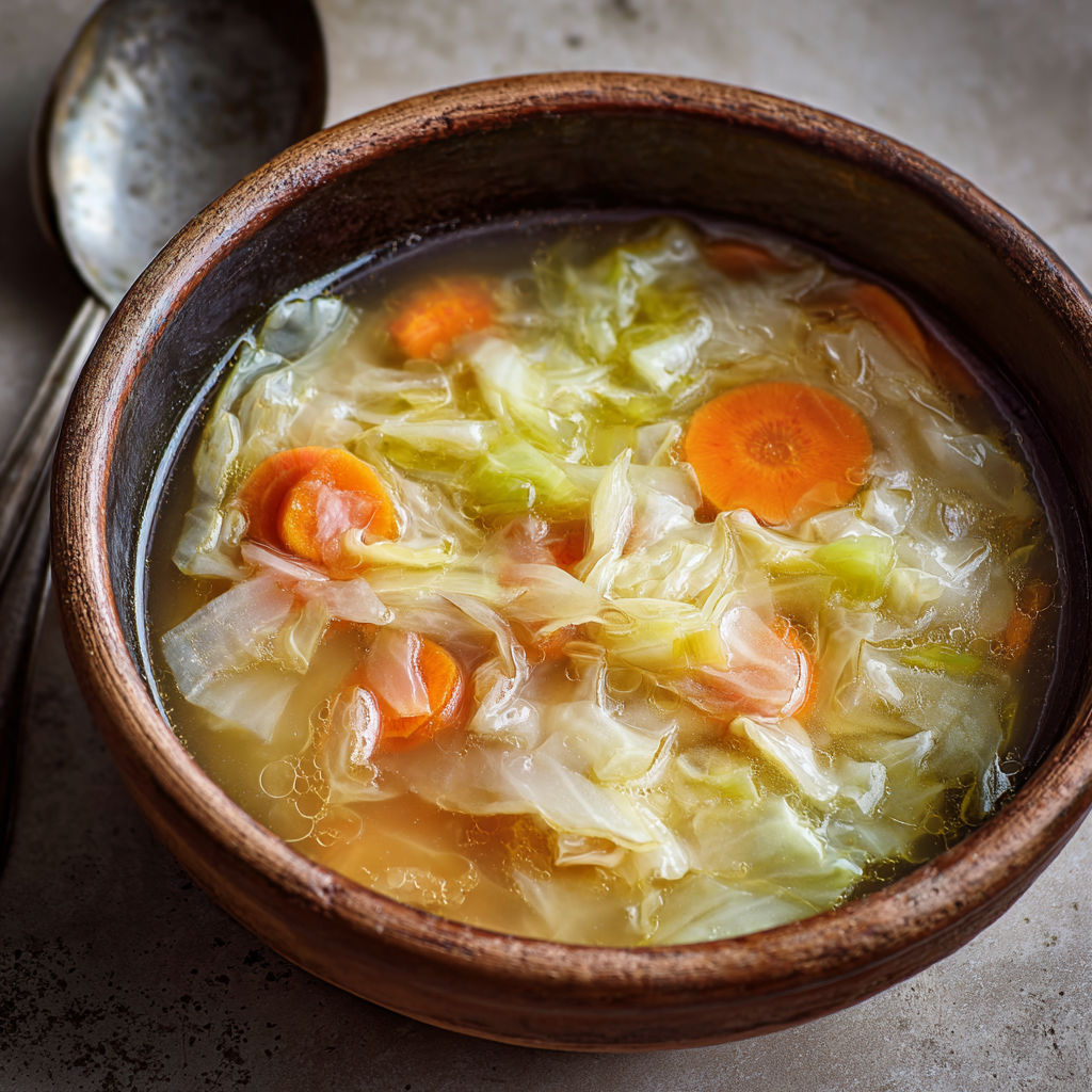 Soupe légère au chou et légumes de saison, parfaite et réconfortante.