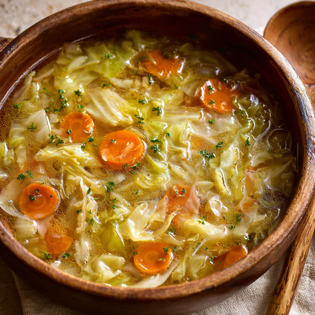 Potage detox au chou, carottes et gingembre, tout simple et copieux.