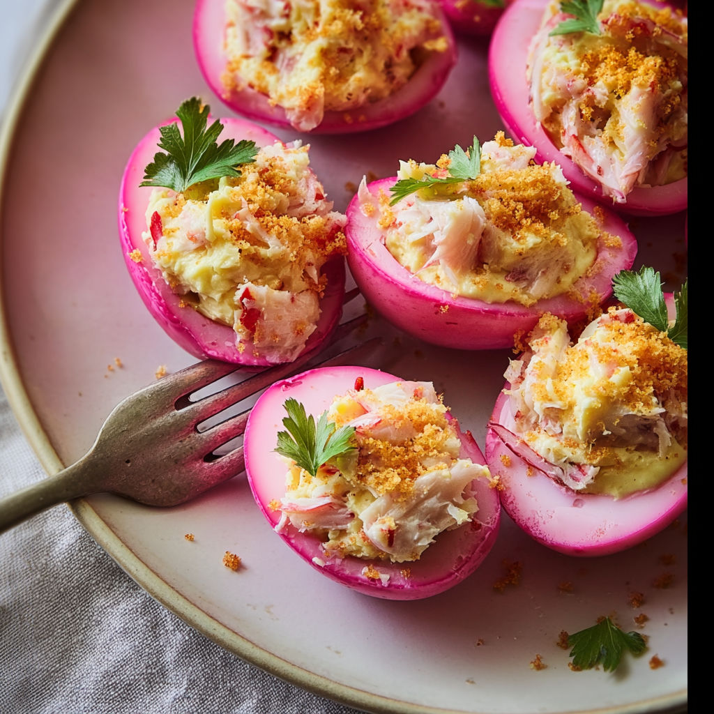 Œufs Mimosa Roses au Crabe Apéro Gourmand.
