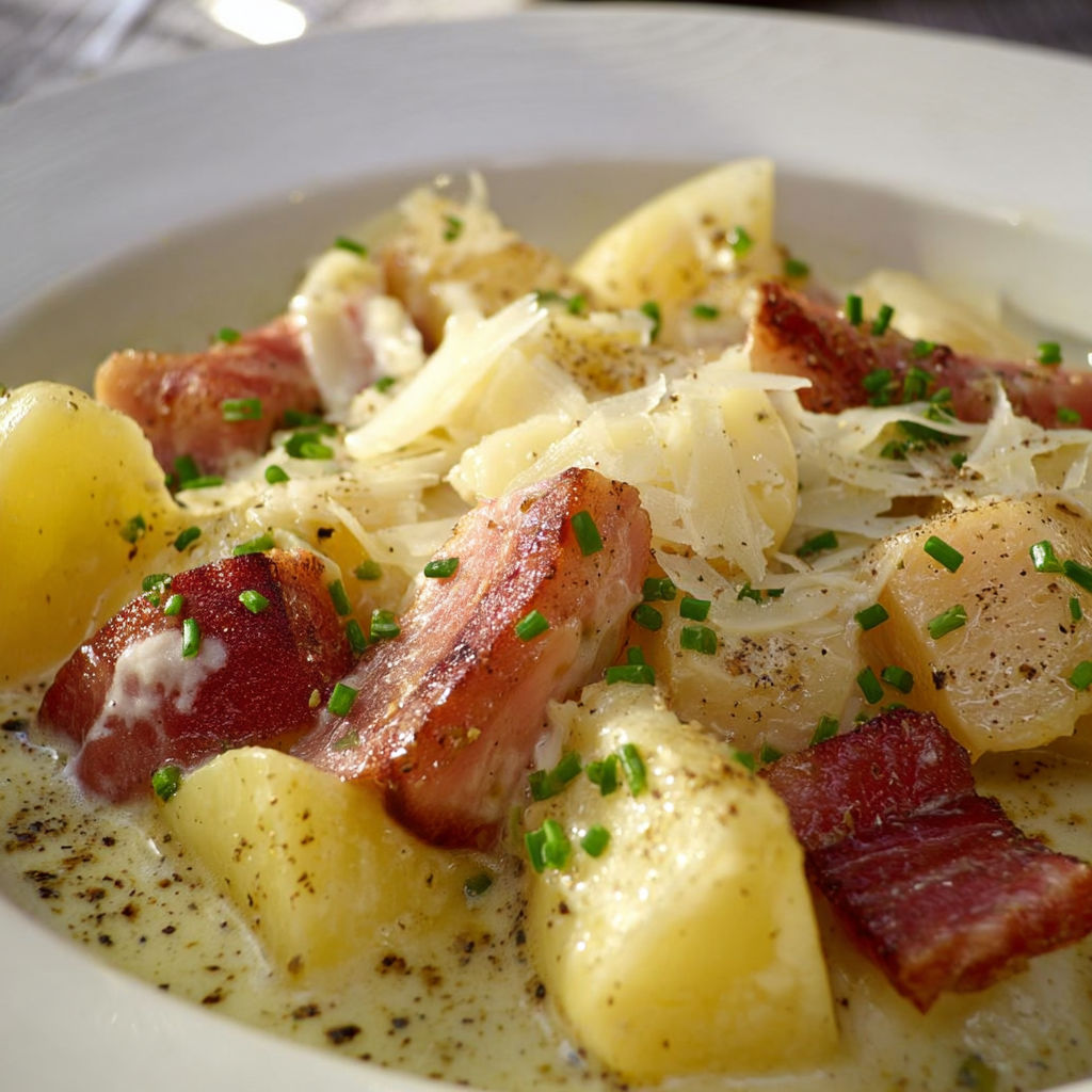 Plat Chaleureux aux Navets Pommes de Terre et Lard Fumé.