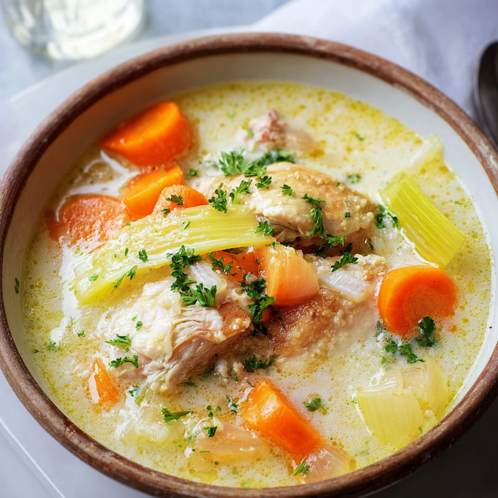 Poulet mijoté avec légumes et carottes dans une cocotte.
