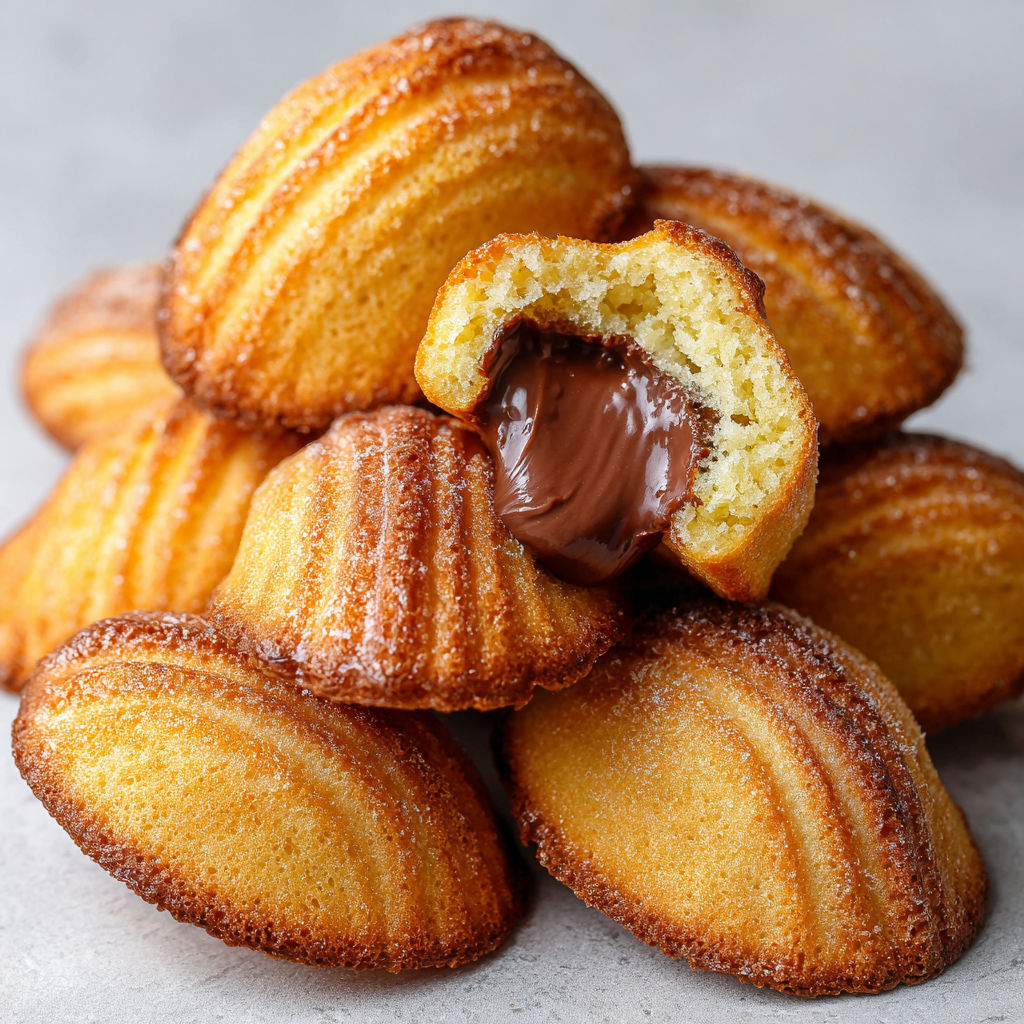 Madeleines Ultra Moelleuses Au Centre Chocolat-Noisette.