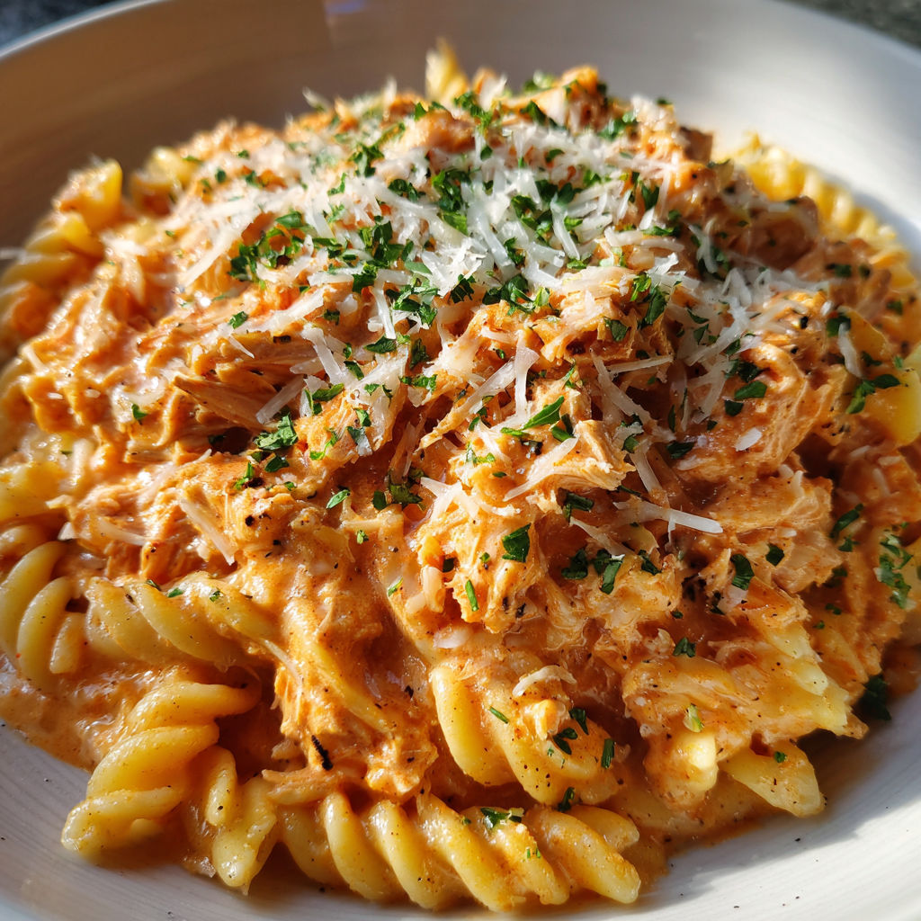 Pâtes au Thon ultra crémeuses et gourmandes.