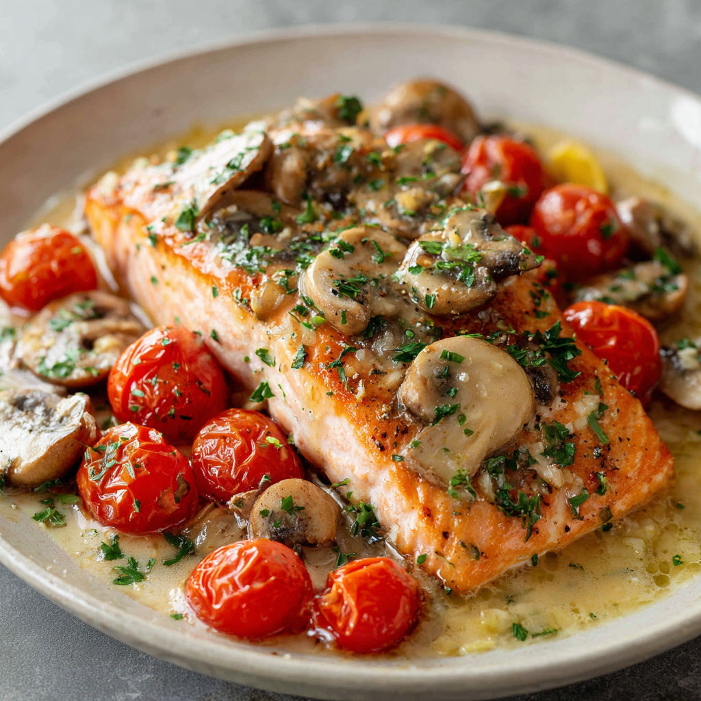 Saumon en papillote légumes croquants et herbes fraîches.