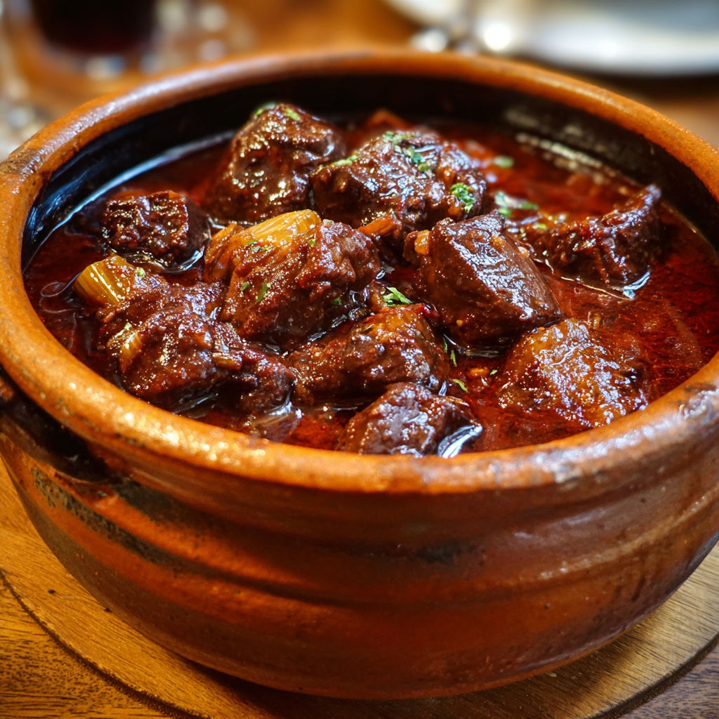 Cocotte Lutée de Bœuf Bourguignon, Vin Rouge et Saveurs Fondantes.