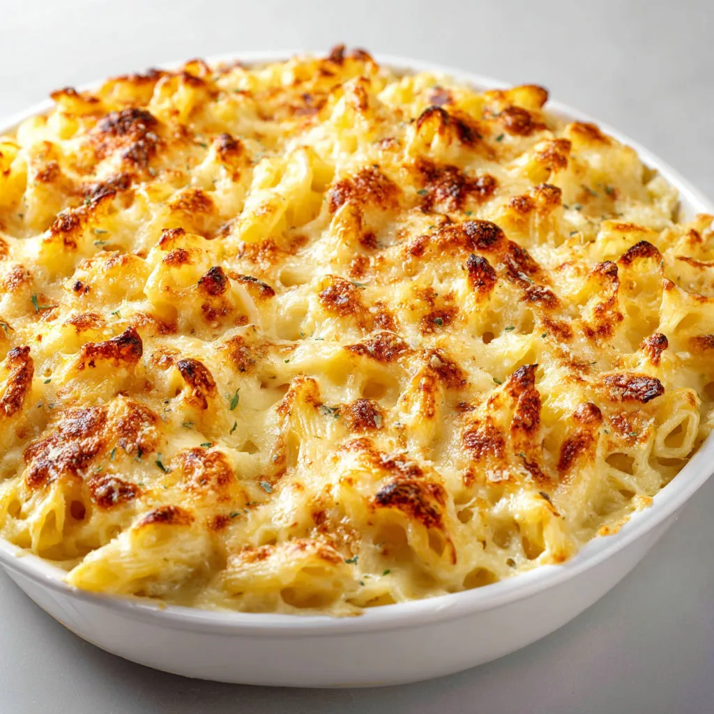 Macaronis gratinés tout simples et rapides au fromage.