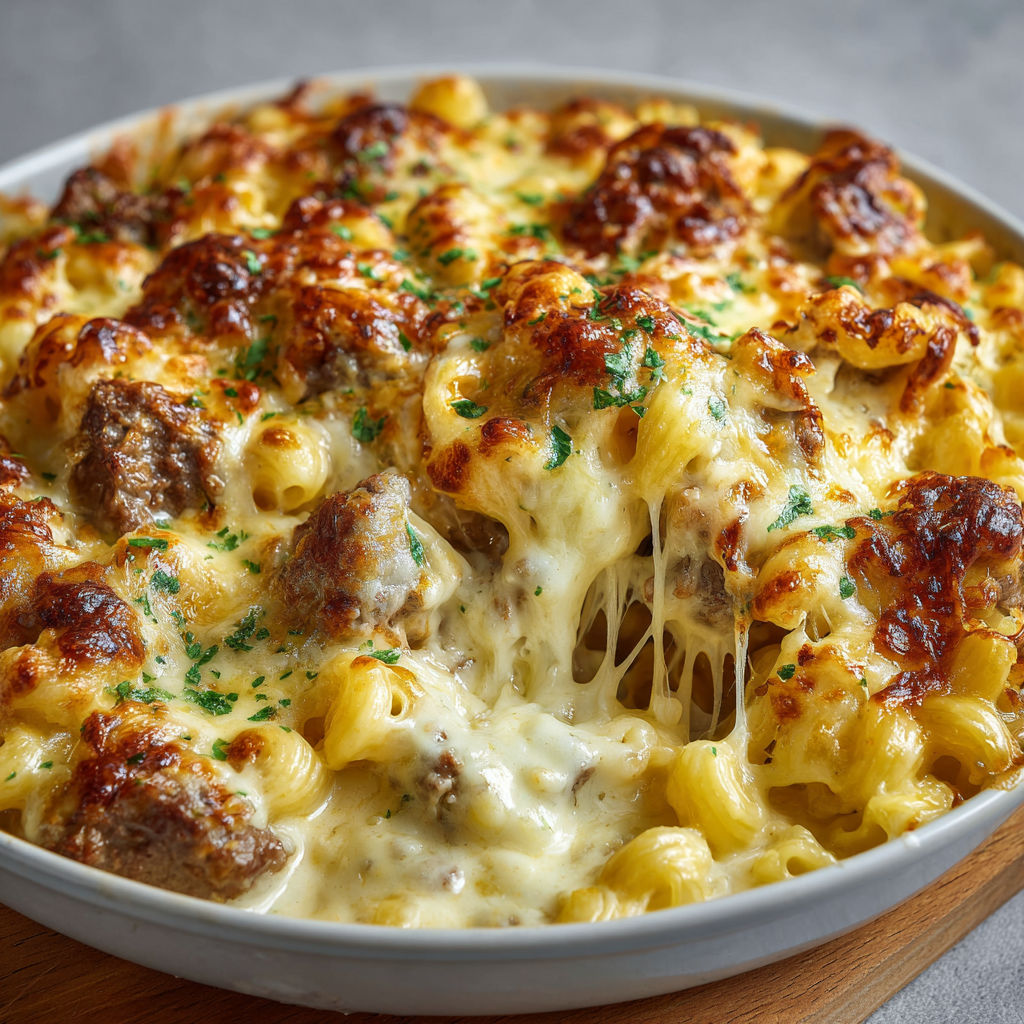 Coquillettes fondantes au bœuf et raclette.