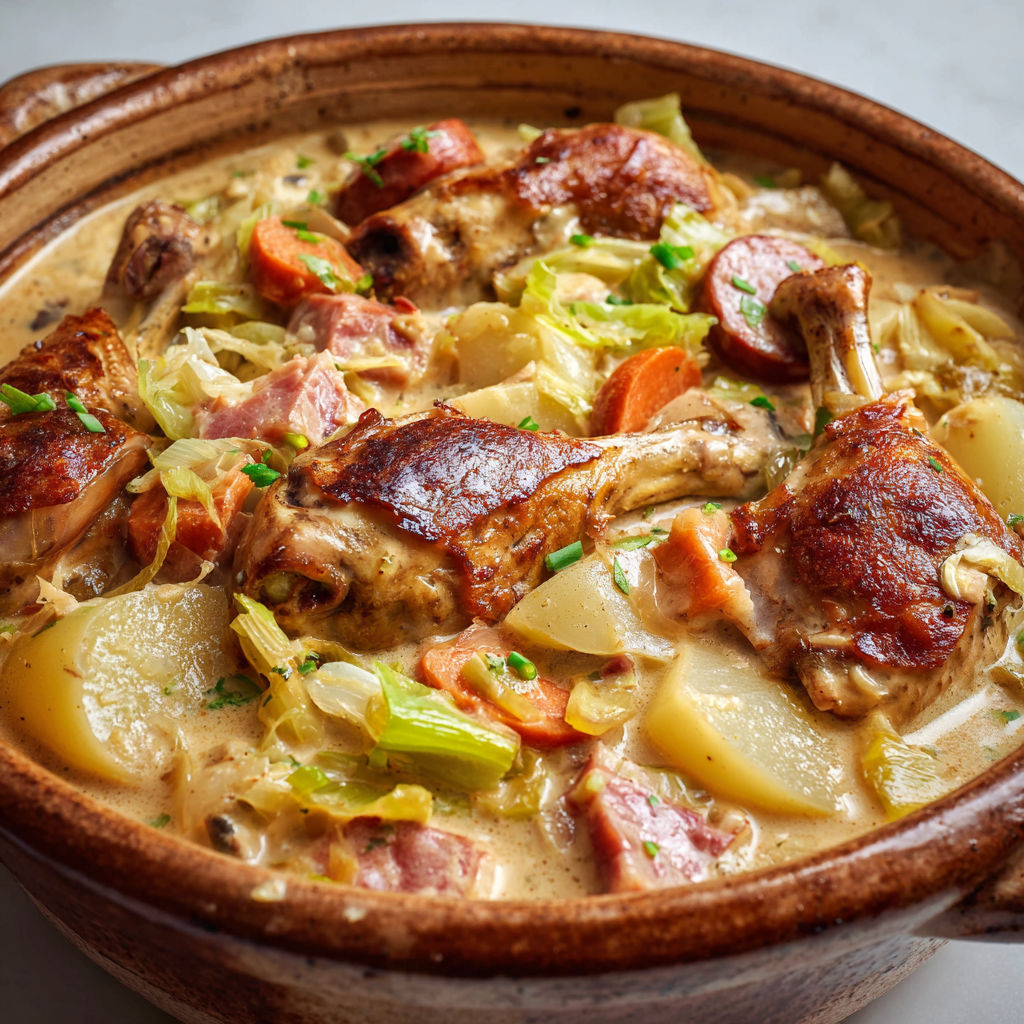 Une assiette de garbure réconfortante du Sud-Ouest servie chaude.