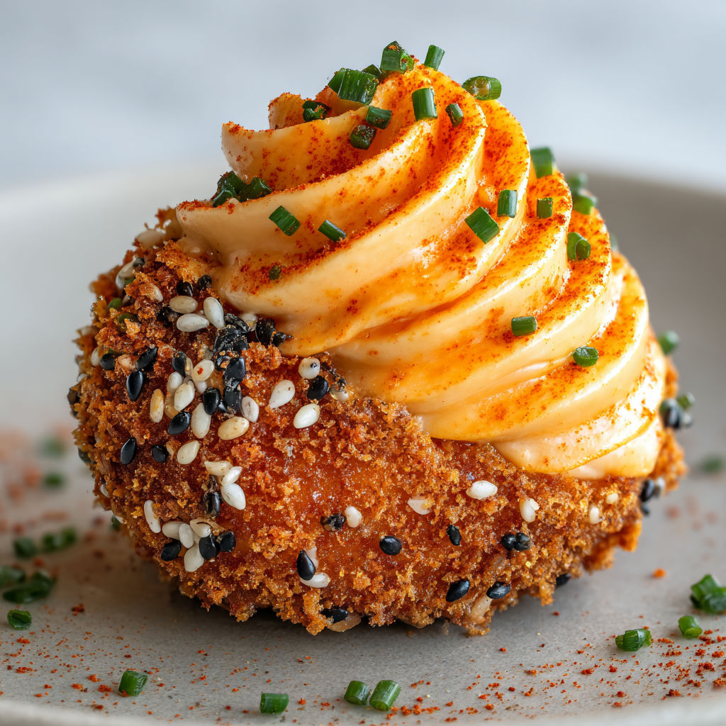 Œufs mimosa croustillants au chorizo, garniture généreuse et dorure parfaite.