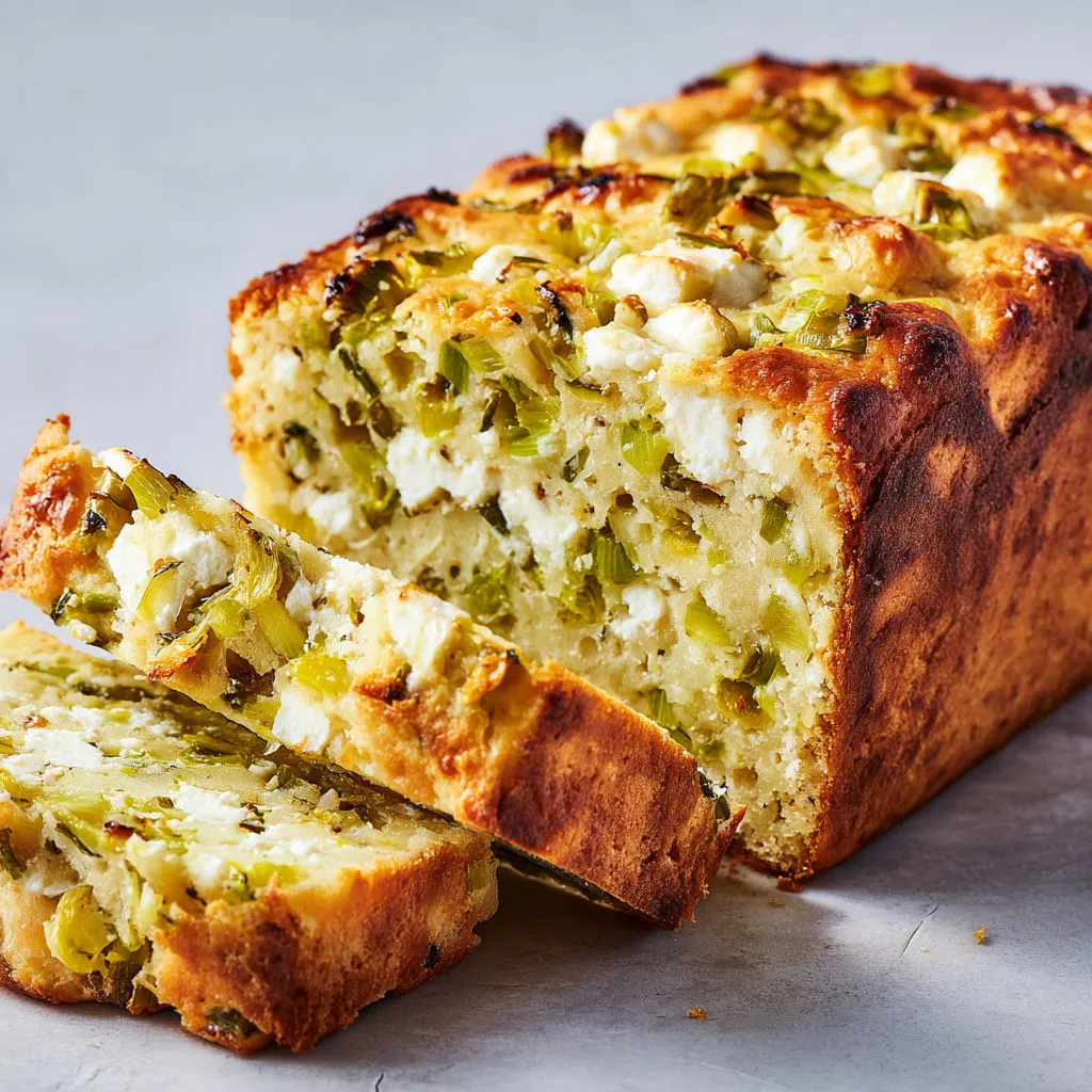 Cake aux poireaux et feta, super fondant et zéro déchet, facile à préparer.