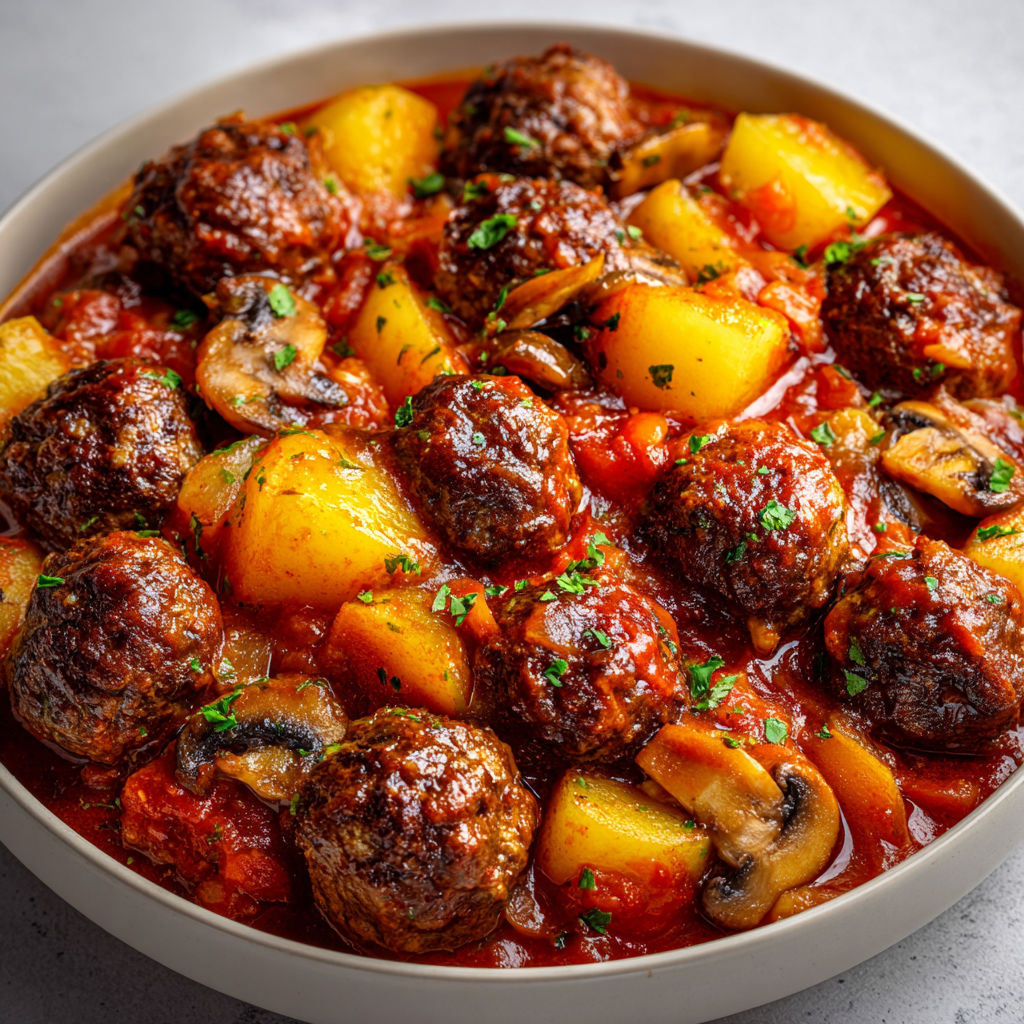 Boulettes fondantes au Cookeo avec pommes et légumes, un plat réconfortant.