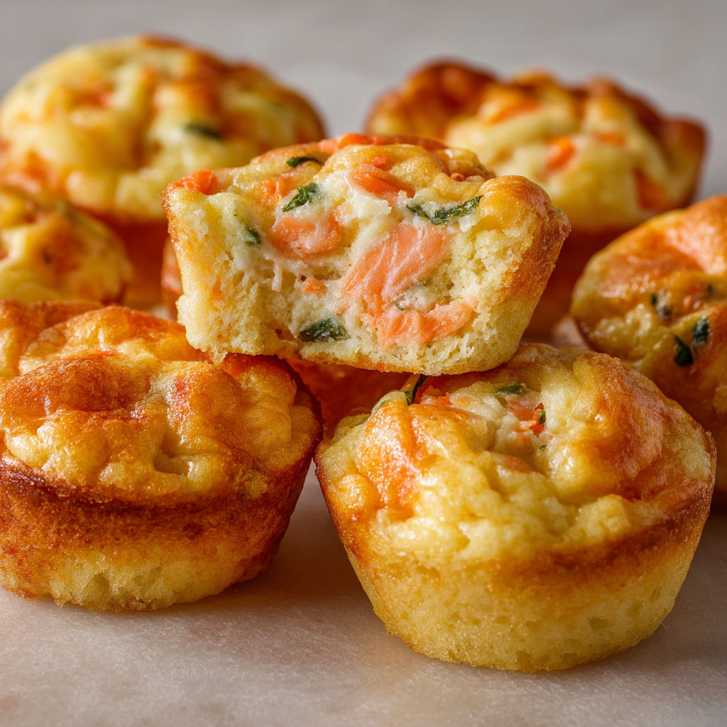 Bouchées aux saumon et Boursin sur une table.
