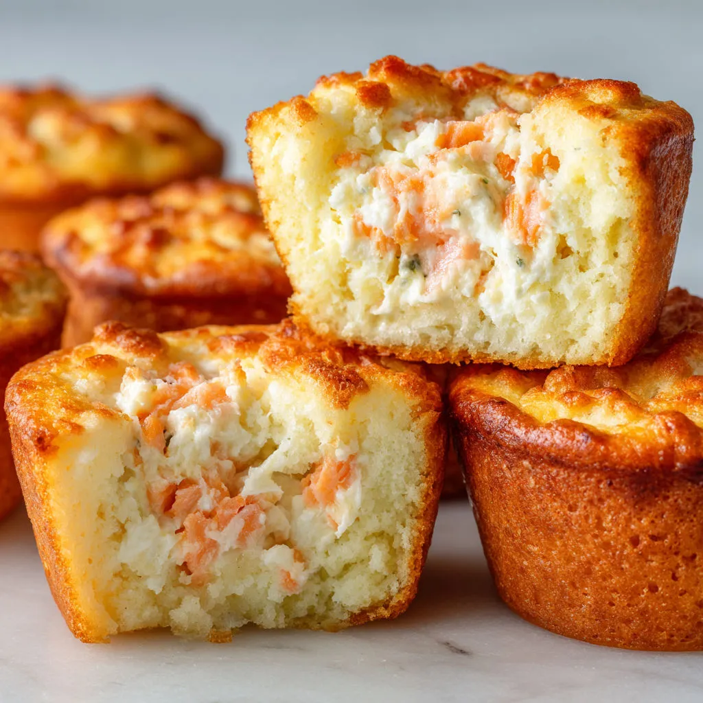 Cakes salés au saumon fumé et Boursin, fondants à cœur et savoureux.