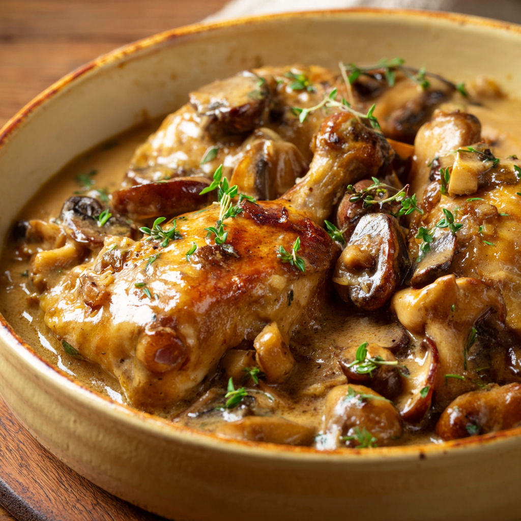 Plat de cailles aux champignons forestiers, parfumé et raffiné.