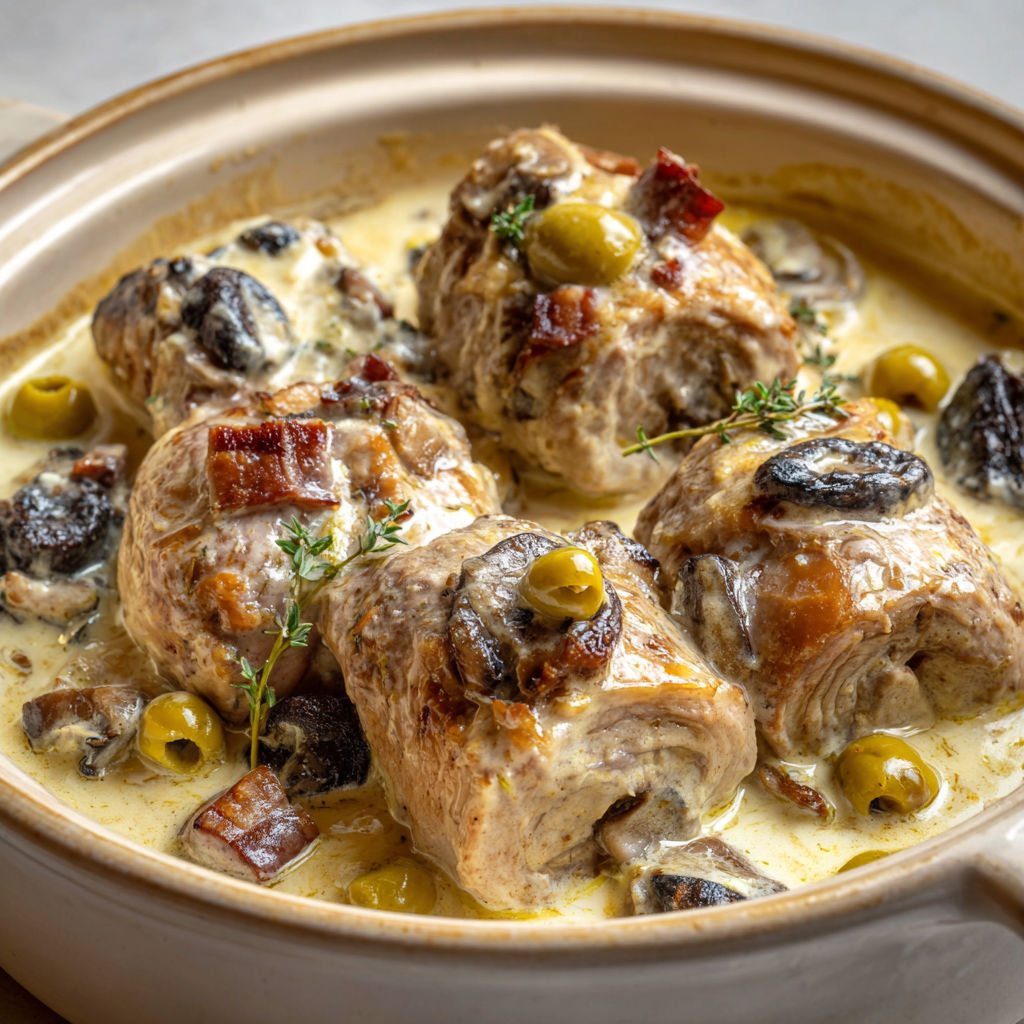 Paupiettes de veau au vin blanc et champignons, plat hyper gourmand et réconfortant.