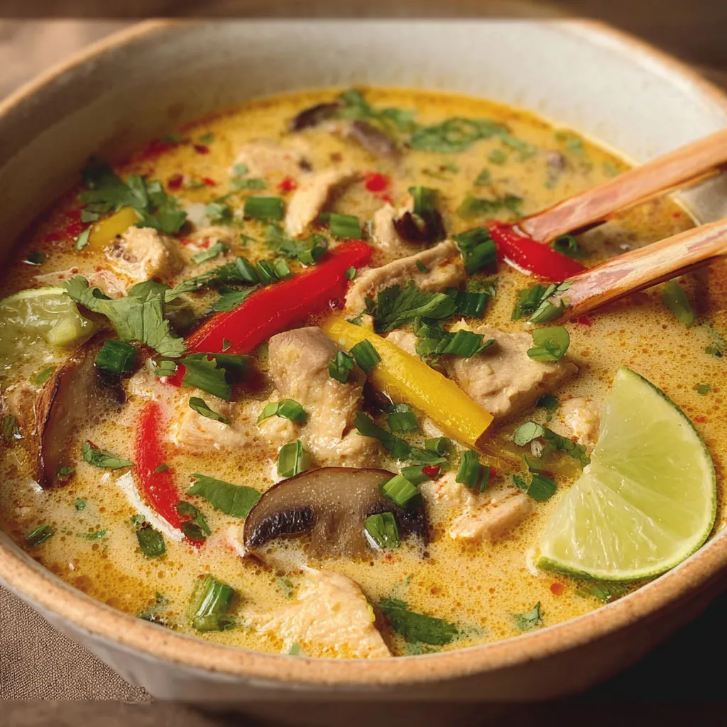 Soupe thaï poulet crémeuse coco citronnelle, évasion garantie.