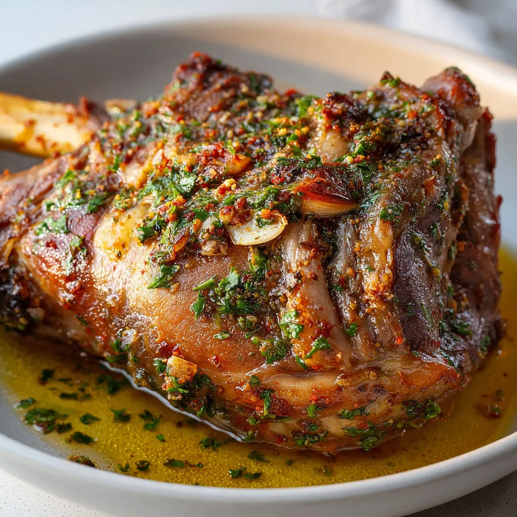 Agneau au four avec citron et cumin, un plat généreux aux saveurs relevées.