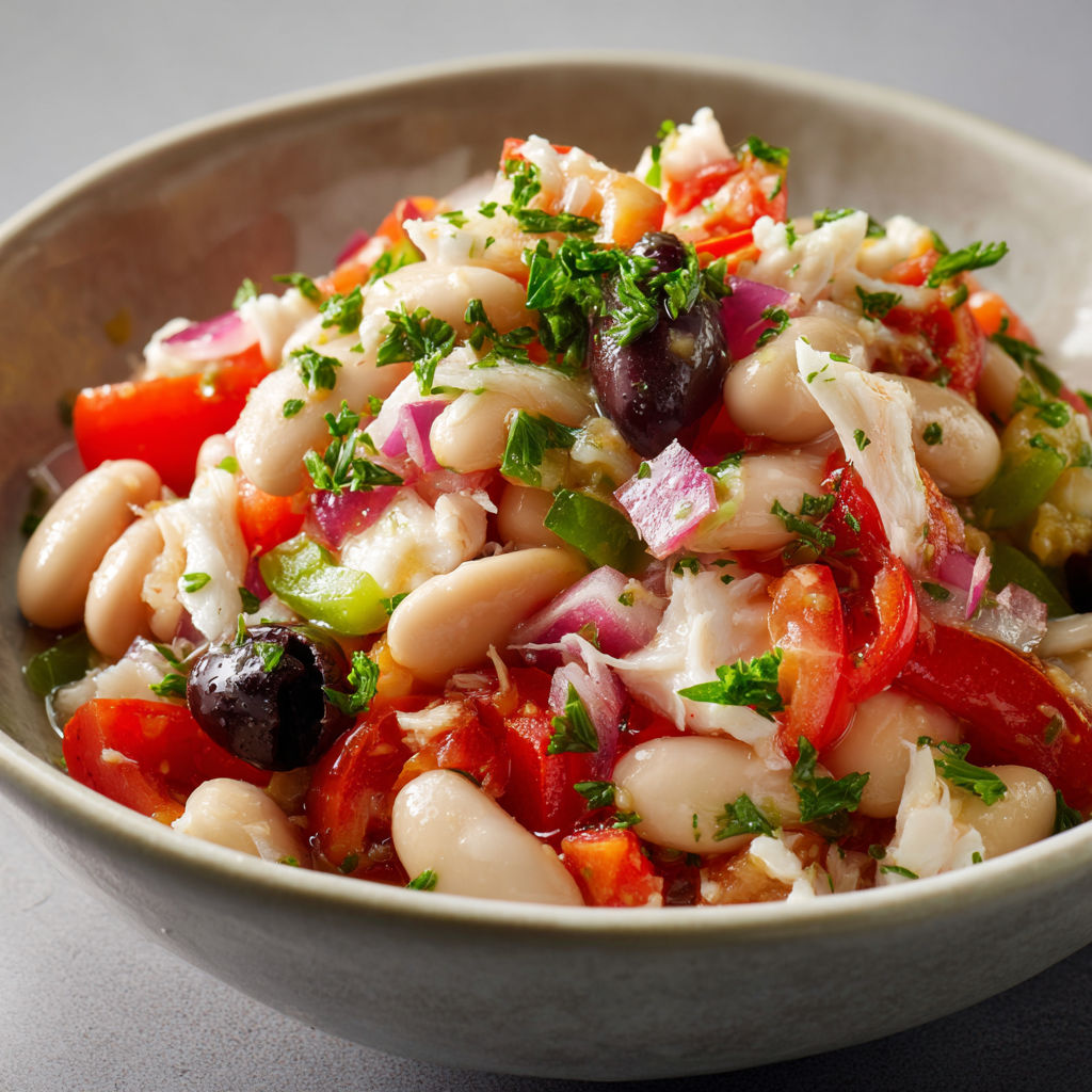 Empedrat catalan, salade colorée pleine de morue, légumes croquants et d’huile d’olive.